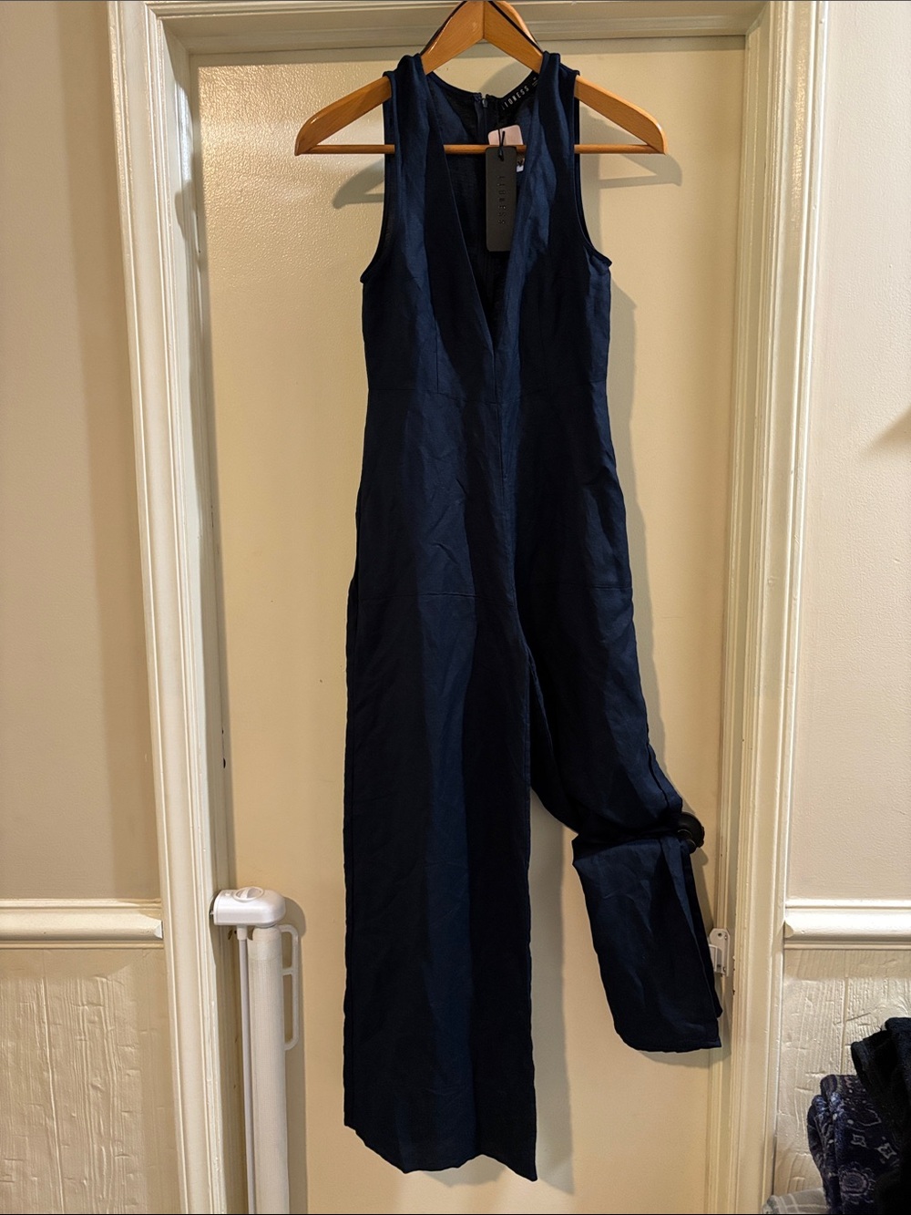 Lioness Navy Sleeveless V-Neck Wide-Leg Jumpsuit